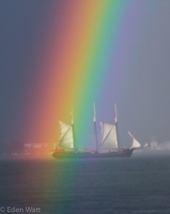 Rainbow over a Vintage Boat